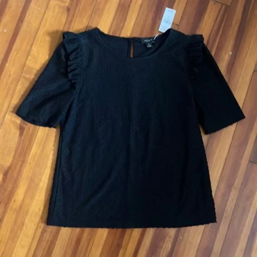 NWT 🌹 Ann Taylor Factory Black Dots Top Size XS
